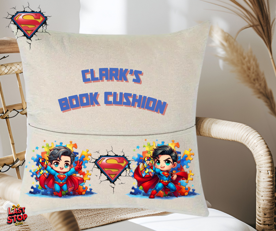Autism awareness Personalised reading cushion, match with personalised Plushie