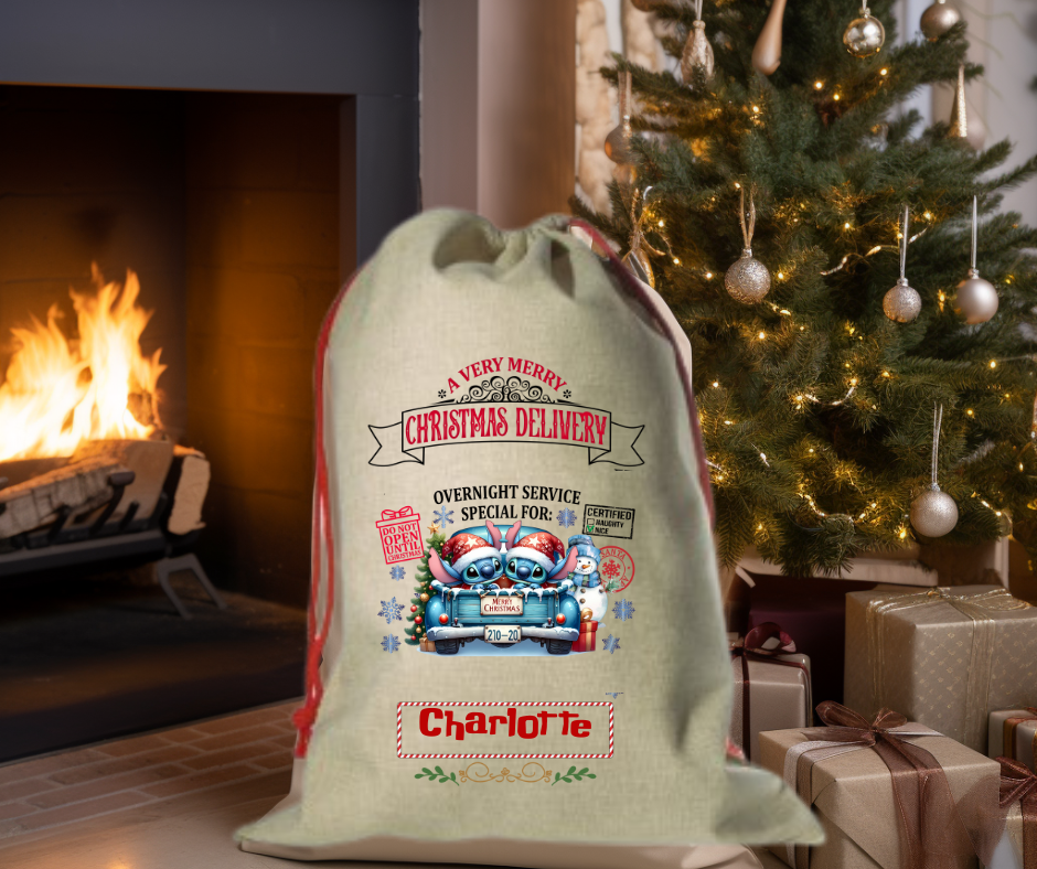 Large Santa Sack - Stitch Themed - Personalised