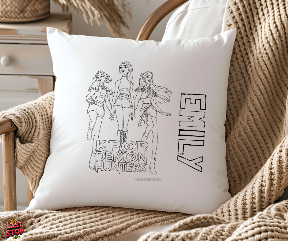Demon Hunter colouring cushion personalised Huntrix