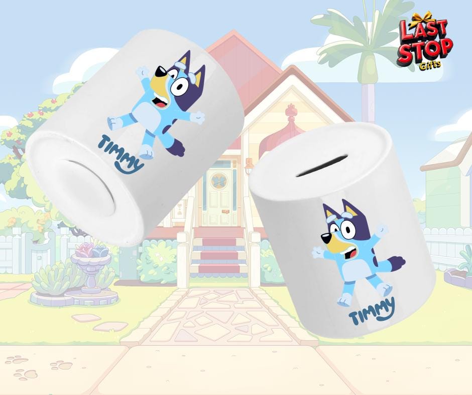 Bluey Personalised Piggy Bank for Kids – Teach Money Habits in Style!