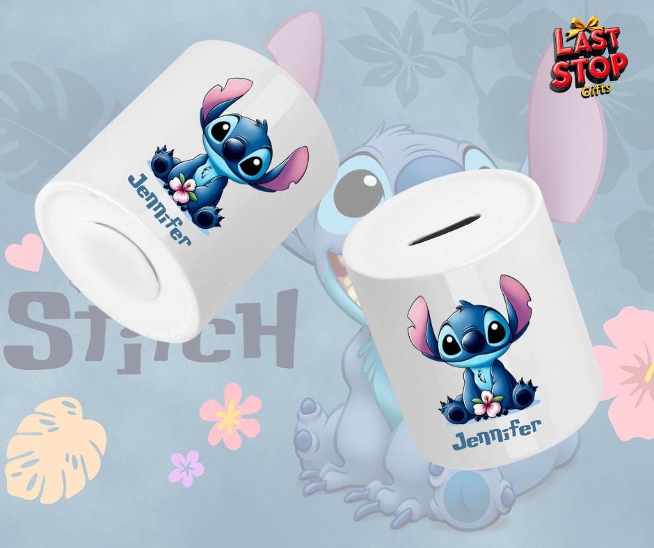 Personalised Stitch Ceramic Piggy Bank for Kids - Teach Money Habits in Style!