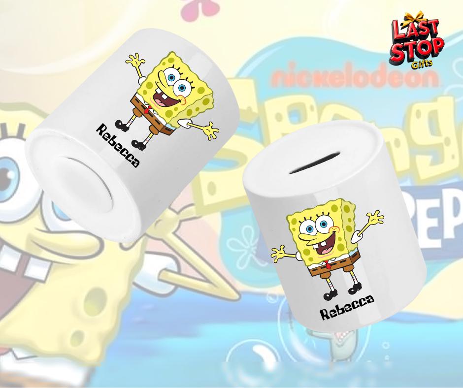 Personalised Sponge Bob Ceramic Piggy Bank - Teach Money Habits with Style!