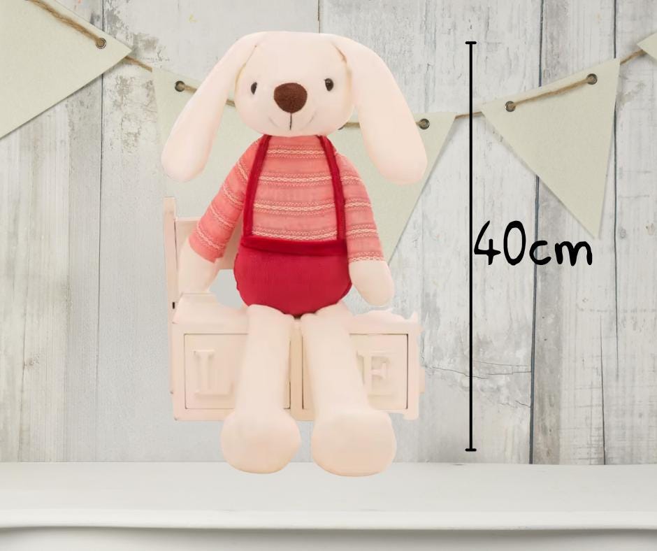 Cheerful Easter Bunny Book Cushion with Personalised Name for Young Readers