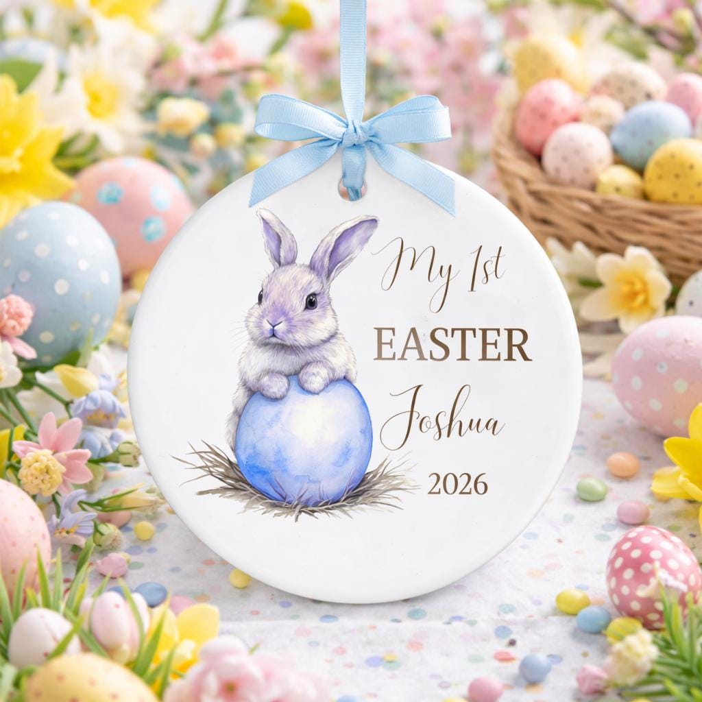 Personalised Child's 1st Easter Bauble - Custom Name Easter Keepsake Ornament - Baby's First Easter Gift - Easter Egg Decor - Easter Bunny