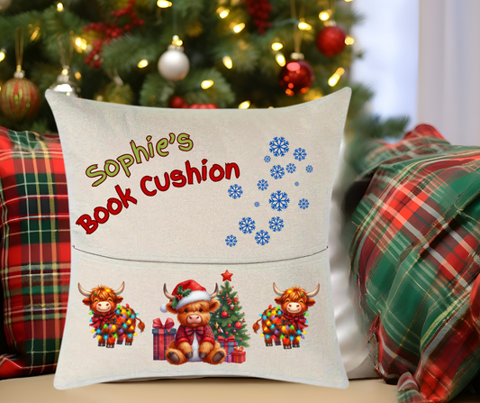 Highland Cow Personalised Christmas Cushion