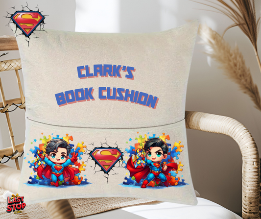 Autism awareness Personalised reading cushion, match with personalised Plushie