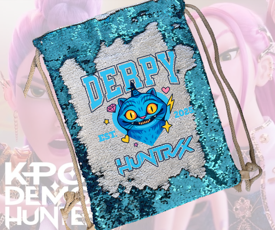 K Pop Demon Hunter DERPY Draw string Sequin bag