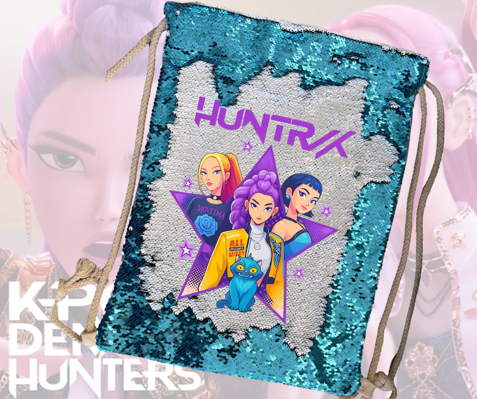 K Pop Demon Hunter Sequin Draw string bag