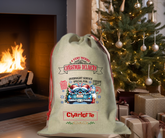 Large Santa Sack - Stitch Themed - Personalised
