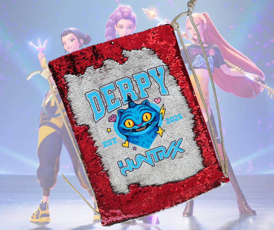 K Pop Demon Hunter DERPY Draw string Sequin bag