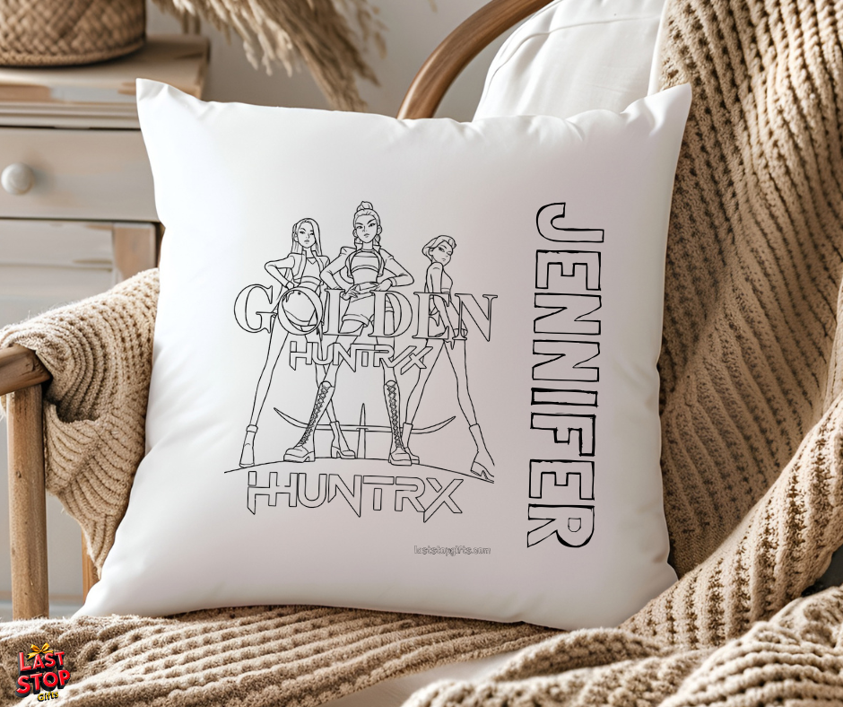 Demon Hunter Huntrix Golden Colouring Cushion Personalised