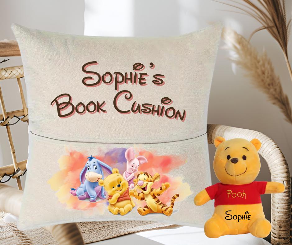 Winnie the Pooh Book Cushion & Plushie - Personalised-