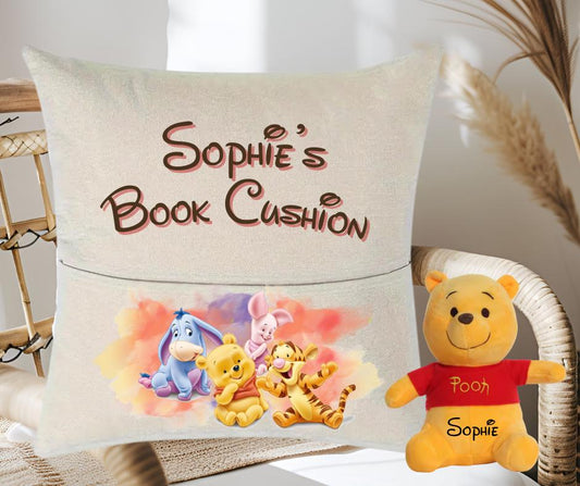 Winnie the Pooh Book Cushion & Plushie - Personalised-