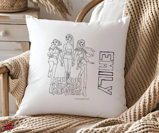Demon Hunter colouring cushion Cover personalised Huntrix