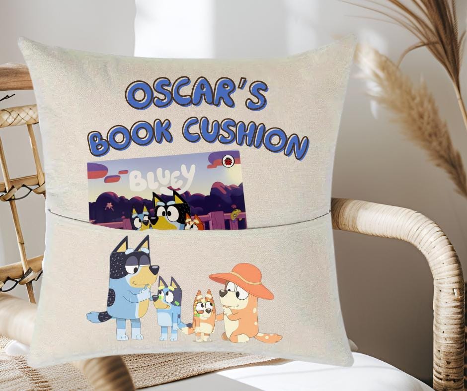 Bluey Reading Cushion Personalised