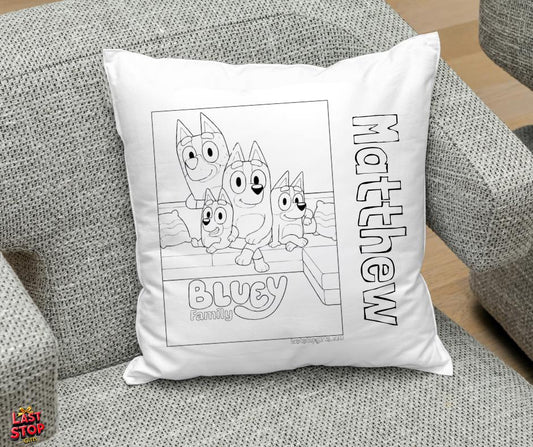 Personalised Kids Colouring Cushion Cover - Bluey -