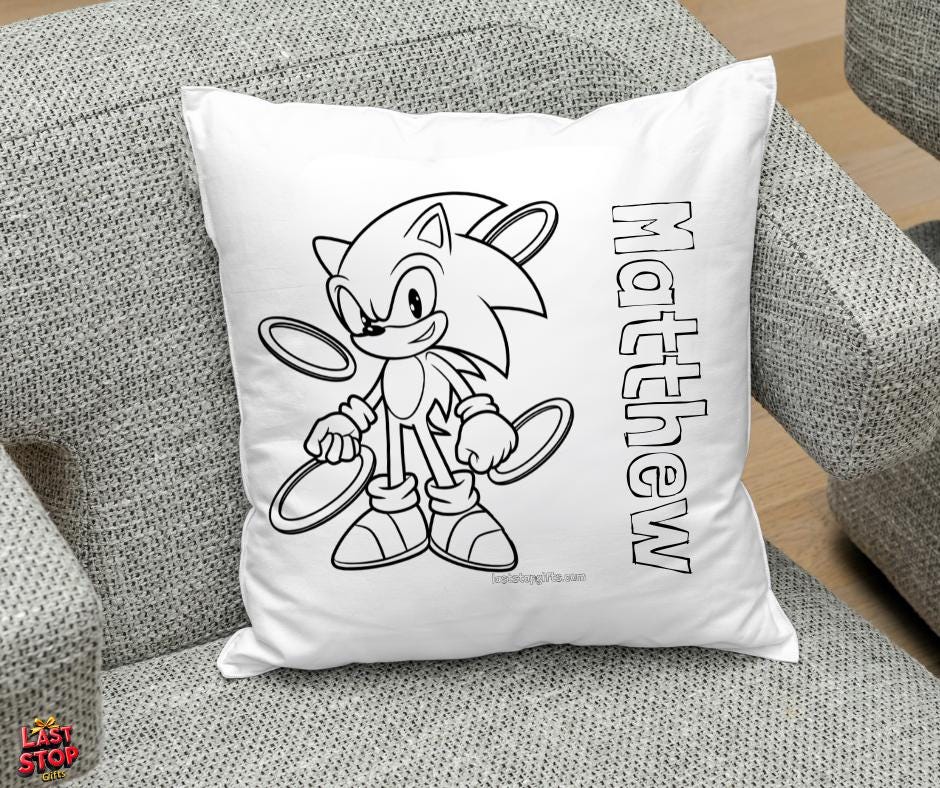 Personalised kids colouring cushion - Sonic