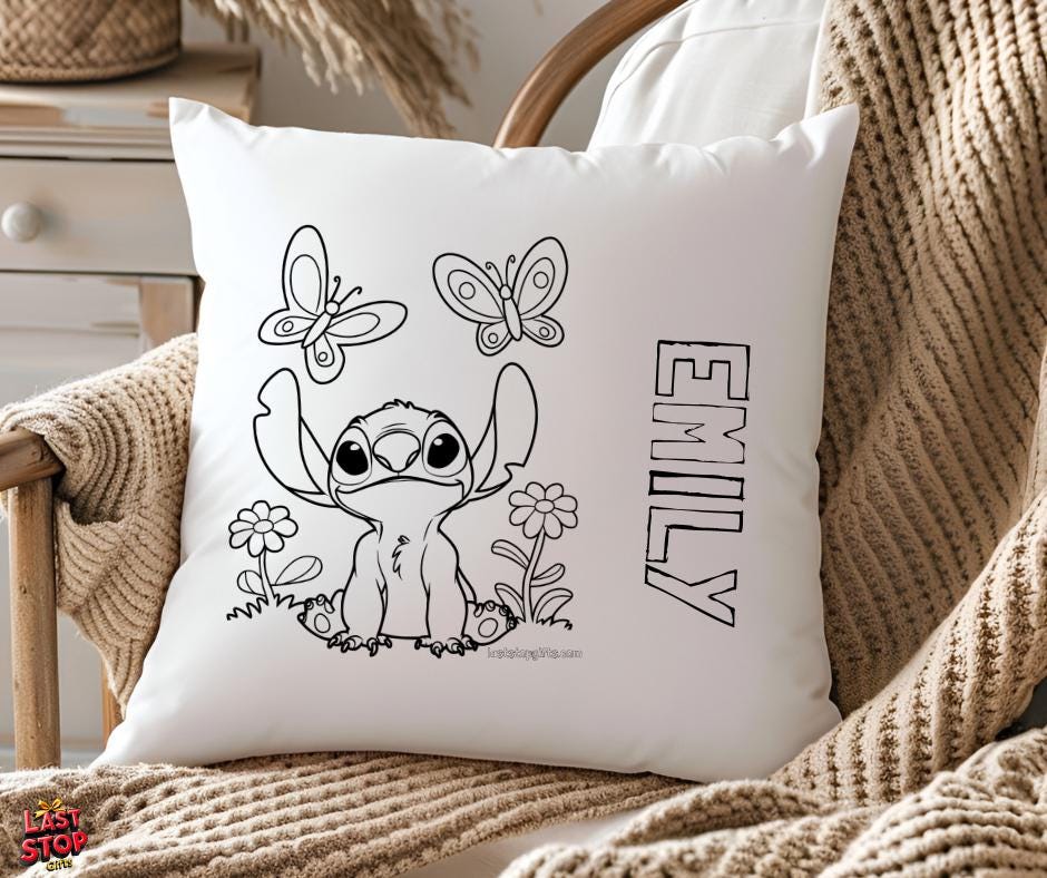 Personalised Kids colouring cushion cover - Stitch -