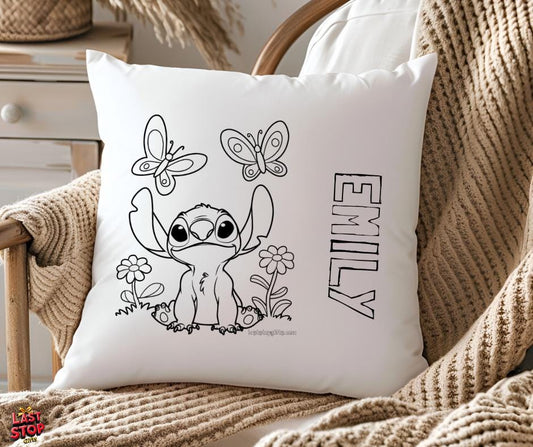 Personalised Kids colouring cushion cover - Stitch -