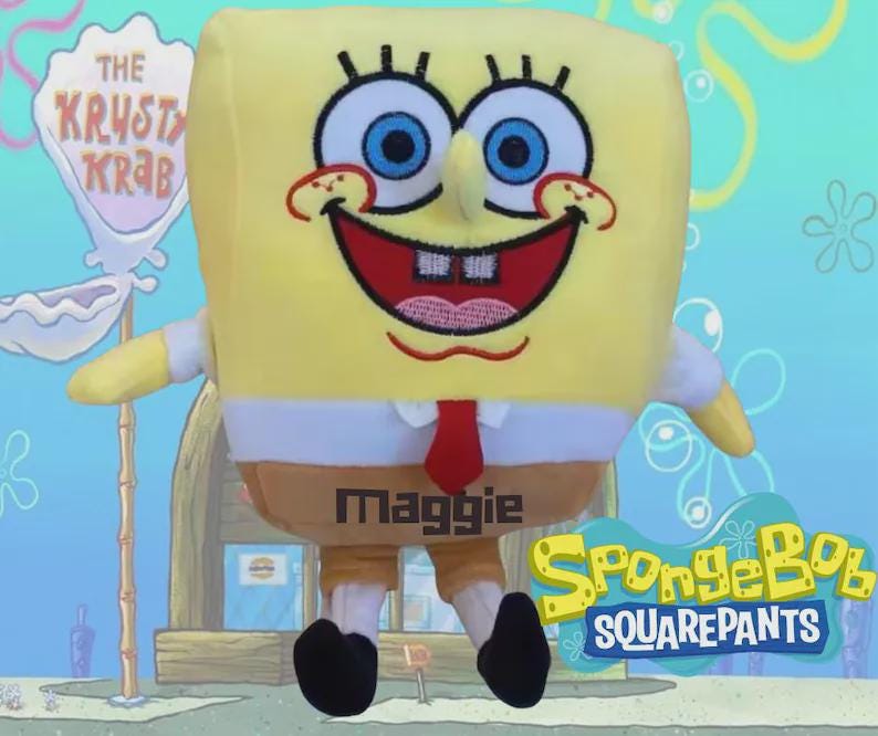 Kids Story Book Cushion, Personalised, Spongebob