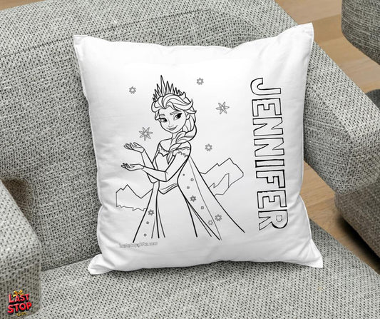 Personalised Kids Colouring Cushion - Elsa -