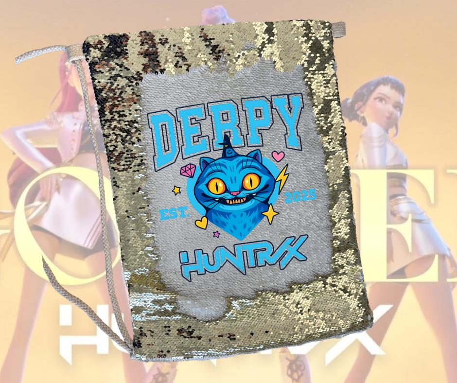 K Pop Demon Hunter DERPY Draw string Sequin bag