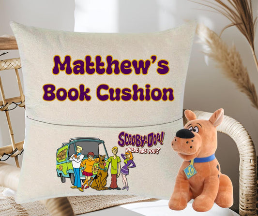 Personalized Scooby Doo Reading Cushion with Pocket & Plushie - Perfect Gift for Kids -
