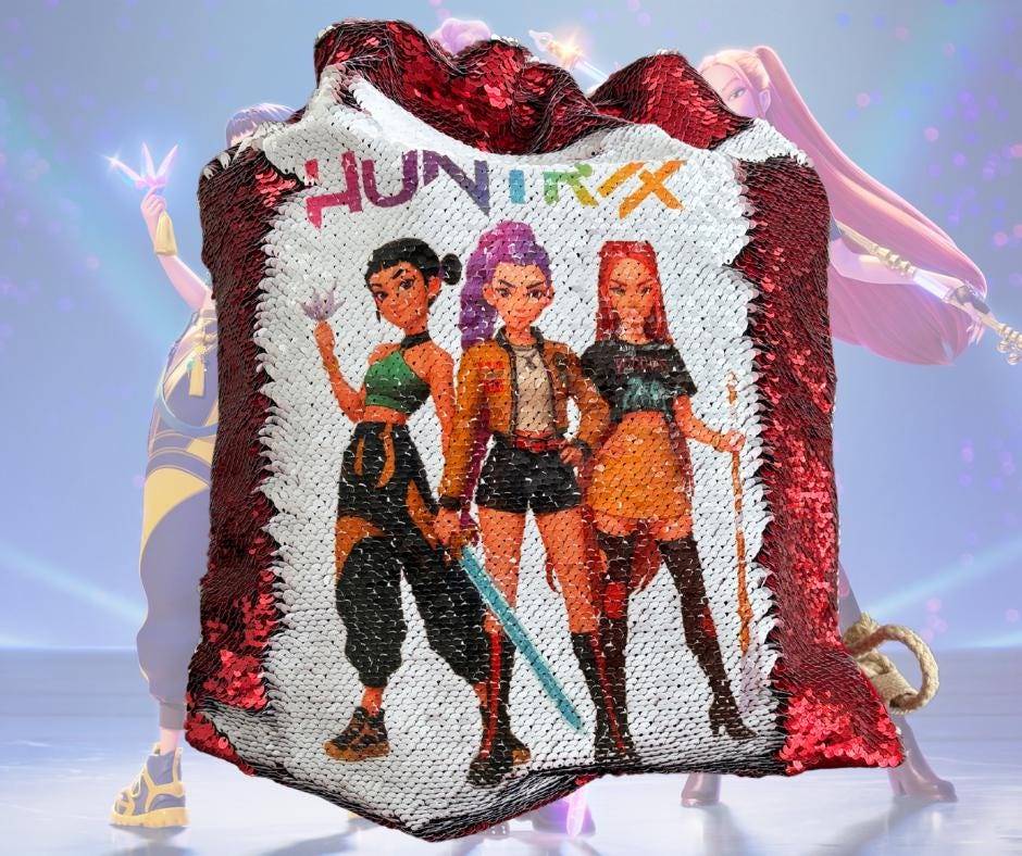Huntrix Demon Hunter RUMI Draw Sequin string bag