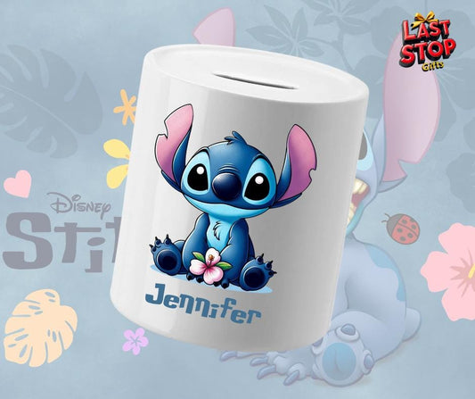 Personalised Stitch Ceramic Piggy Bank for Kids - Teach Money Habits in Style!