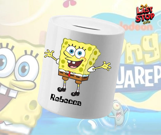 Personalised Sponge Bob Ceramic Piggy Bank - Teach Money Habits with Style!