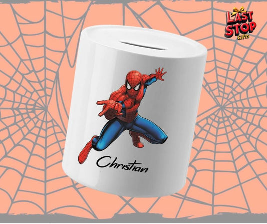 Personalised Spiderman Piggy Bank for Kids' Savings and Decor