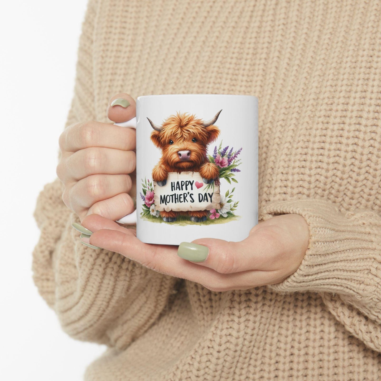 Cute Highland Cow Mother's Day Mug - Unique Gift for Mom, Cow Lover, Ceramic Coffee Cup, Farmhouse Decor, Tea Lover, Birthday Present