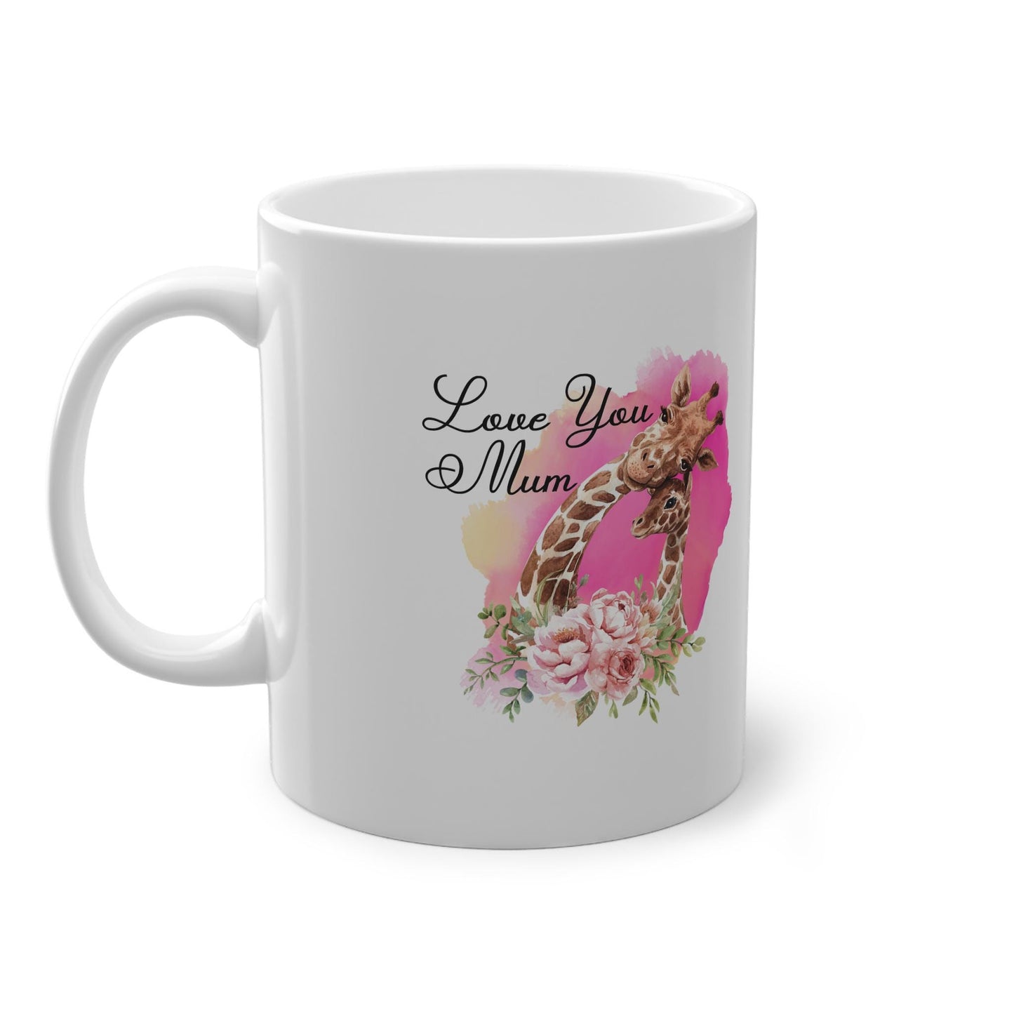 Giraffe 'Love You Mum' Mug - Floral Mother's Day Gift