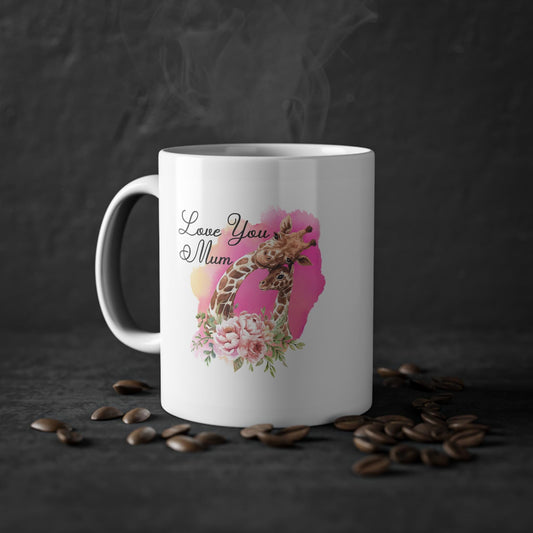 Giraffe 'Love You Mum' Mug - Floral Mother's Day Gift