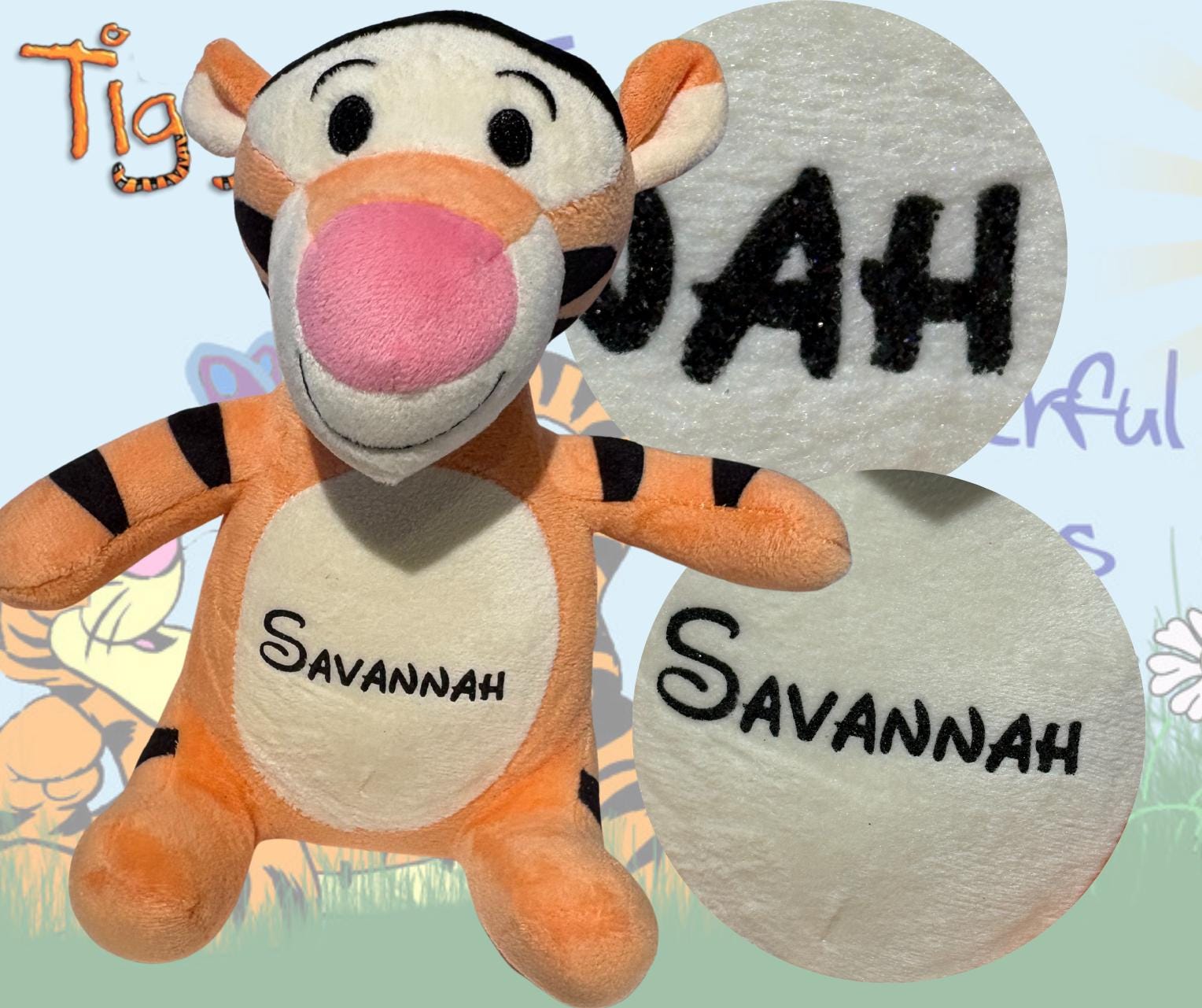 Personalized Tigger Plushie: Cuddly Stuffed Animal, Custom Name- 20cm