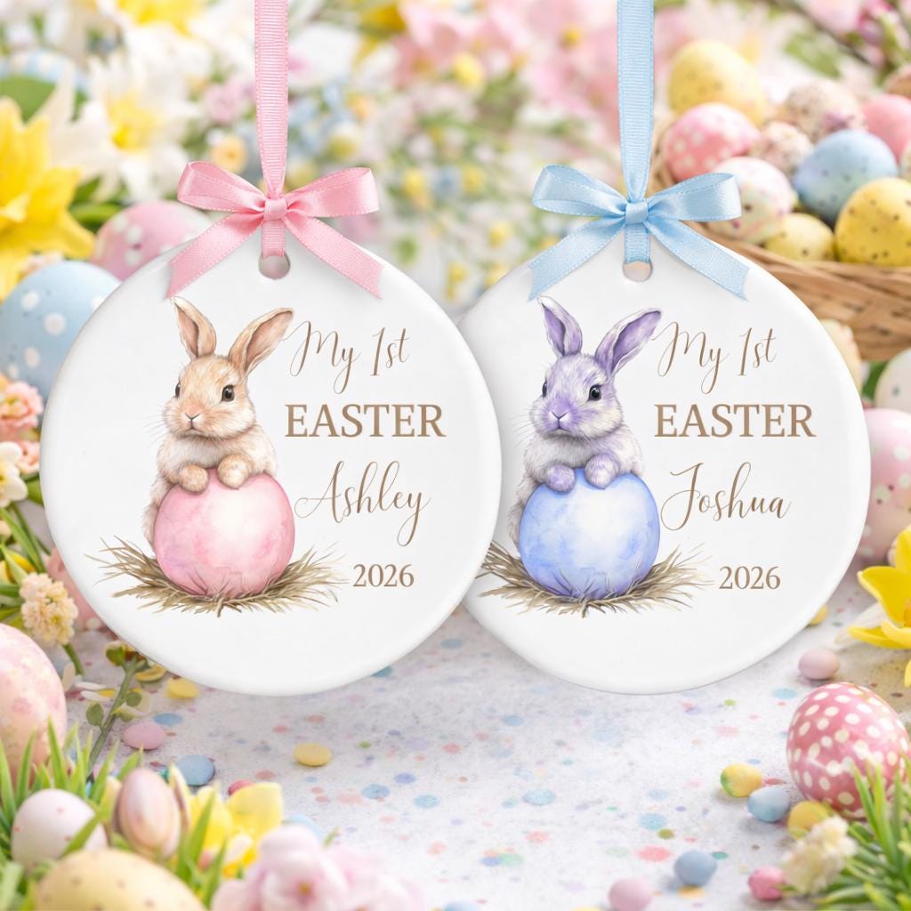 Personalised Child's 1st Easter Bauble - Custom Name Easter Keepsake Ornament - Baby's First Easter Gift - Easter Egg Decor - Easter Bunny