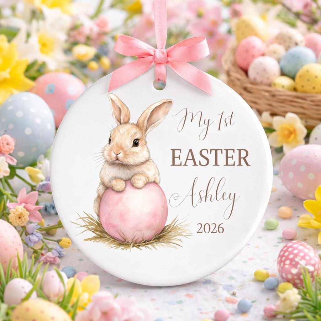 Personalised Child's 1st Easter Bauble - Custom Name Easter Keepsake Ornament - Baby's First Easter Gift - Easter Egg Decor - Easter Bunny