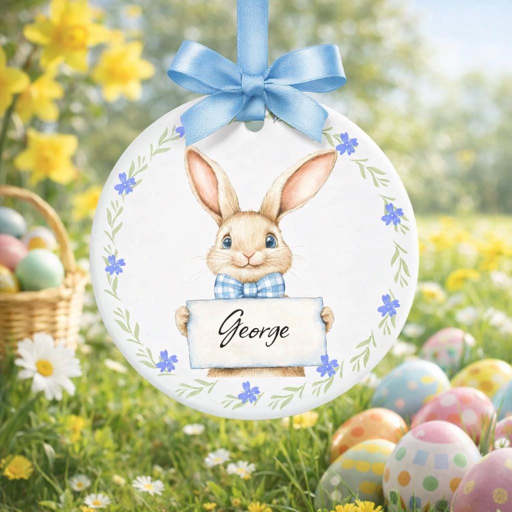Personalised Child's Easter Bauble - Custom Hop into Easter Fun with Name - Bunny-Approved Charm Keepsake for Egg Hunt Season