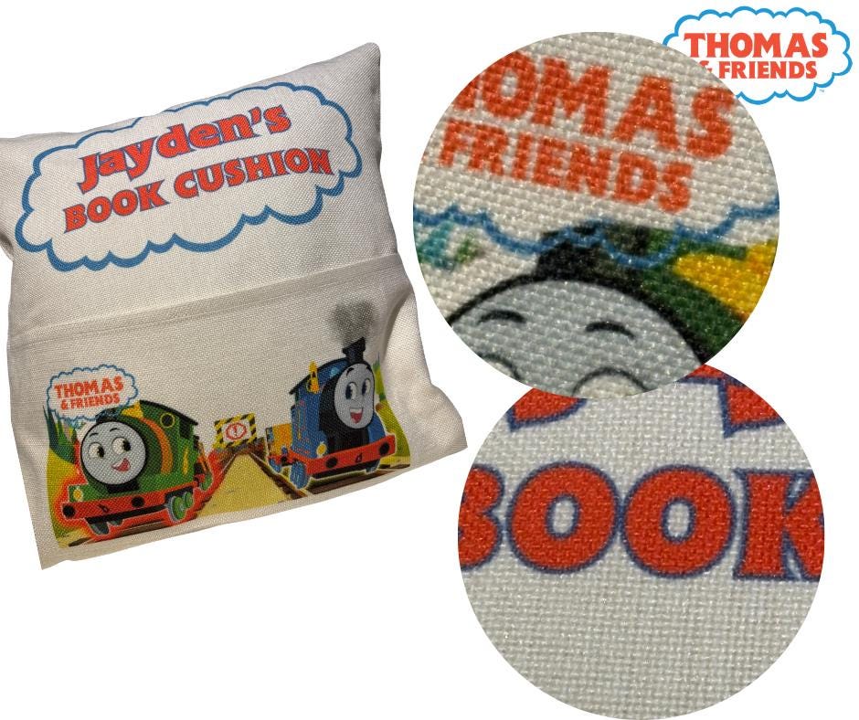 Personalized Thomas the Tank Engine Reading Cushion with Handy Pocket for Storytime Fun