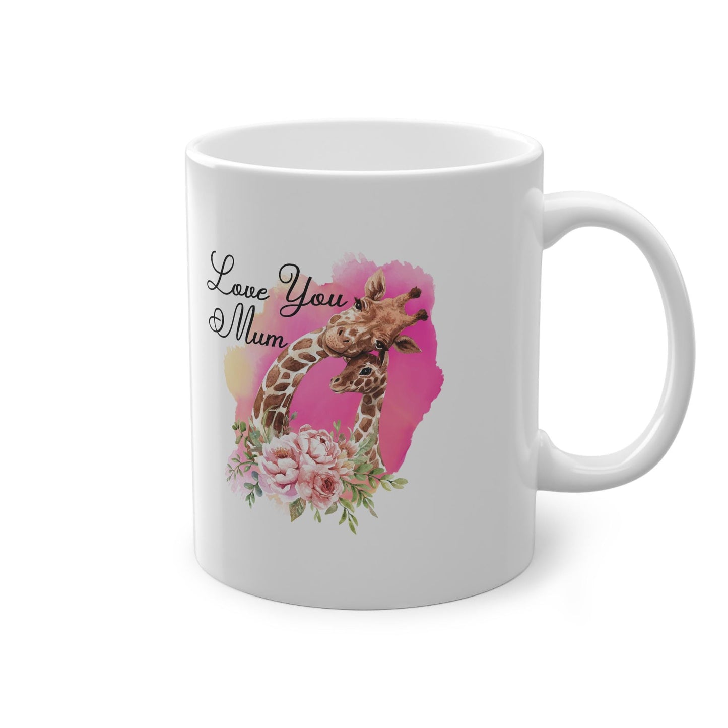 Giraffe 'Love You Mum' Mug - Floral Mother's Day Gift