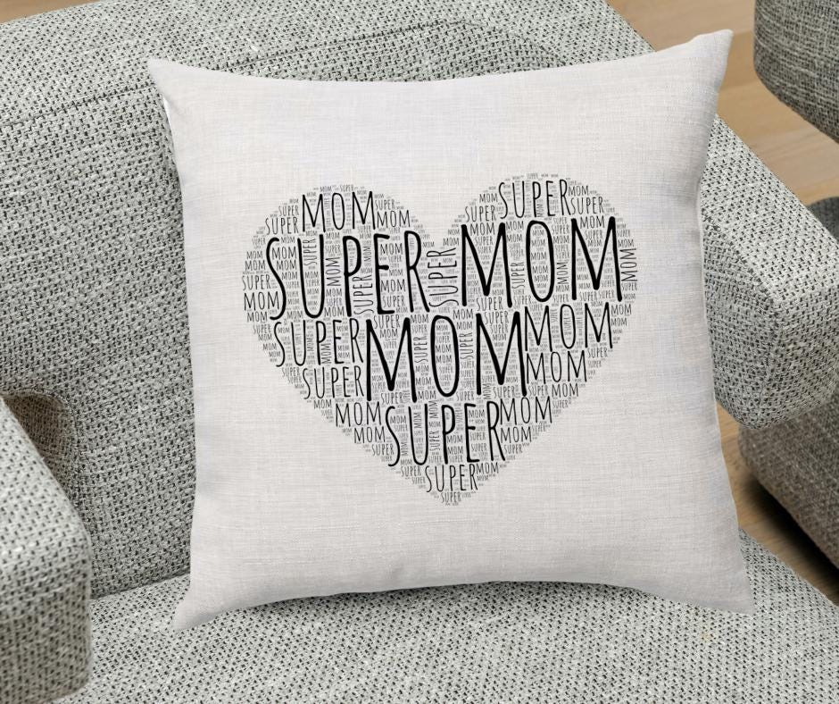 Cozy SuperMom Mothers Day Handmade Decorative Cushion - Perfect Gift for Mom, Adds Warmth and Fun to Any Room