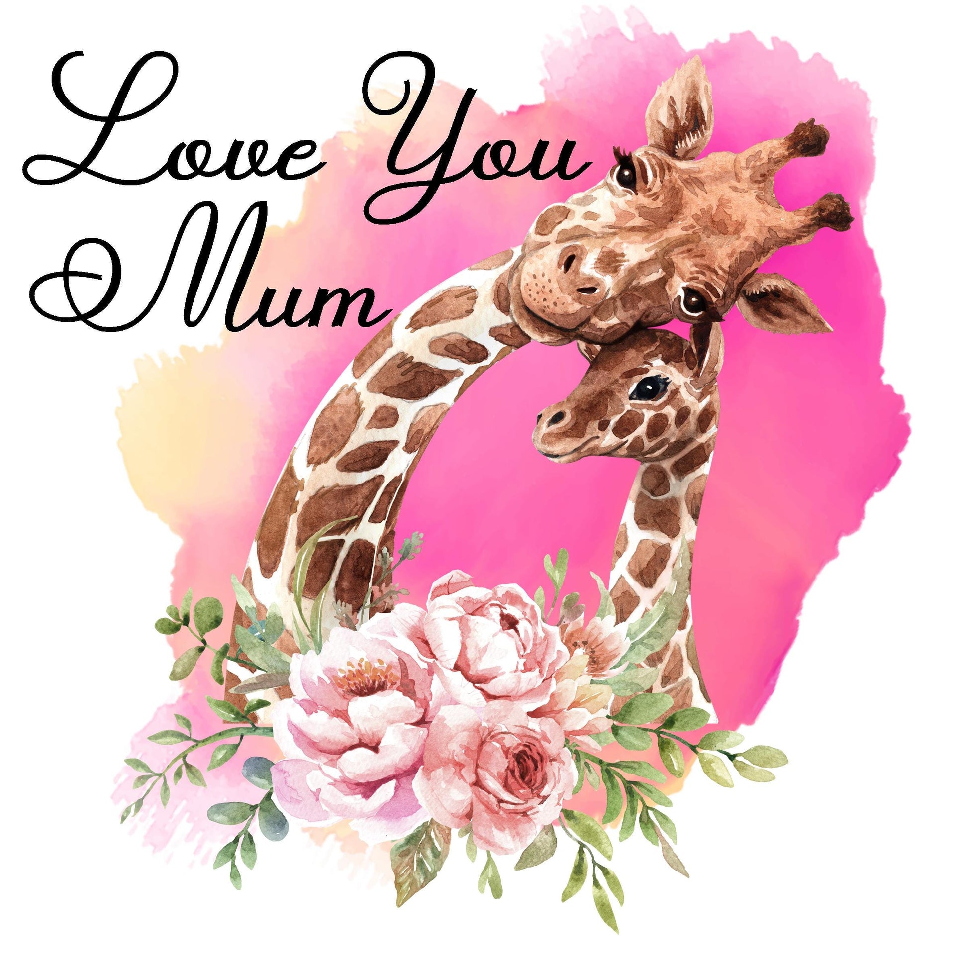 Giraffe 'Love You Mum' Mug - Floral Mother's Day Gift