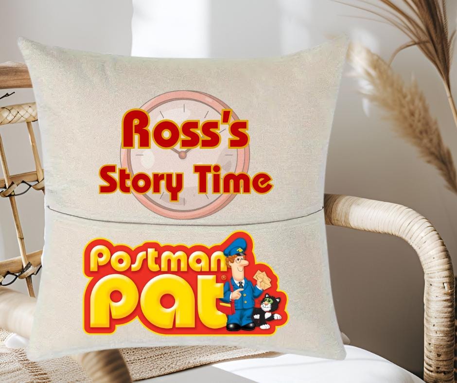 Personalised Story Time pocket reading cushion, Postman Pat
