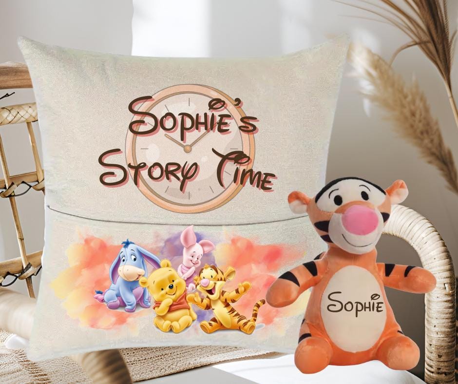 Tigger personalised Reading Cushion, story time, pocket cushion
