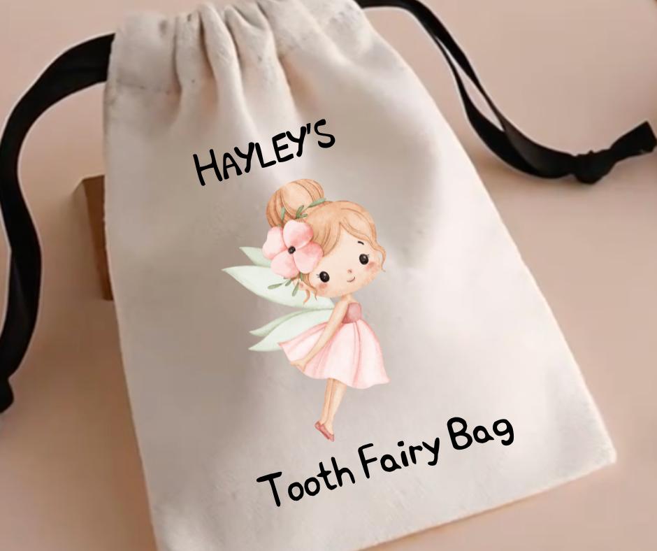 Personalised Drawstring Tooth Fairy Bag - Lost Tooth Pouch, First Tooth Keepsake Bag - Customizable Tooth Holder