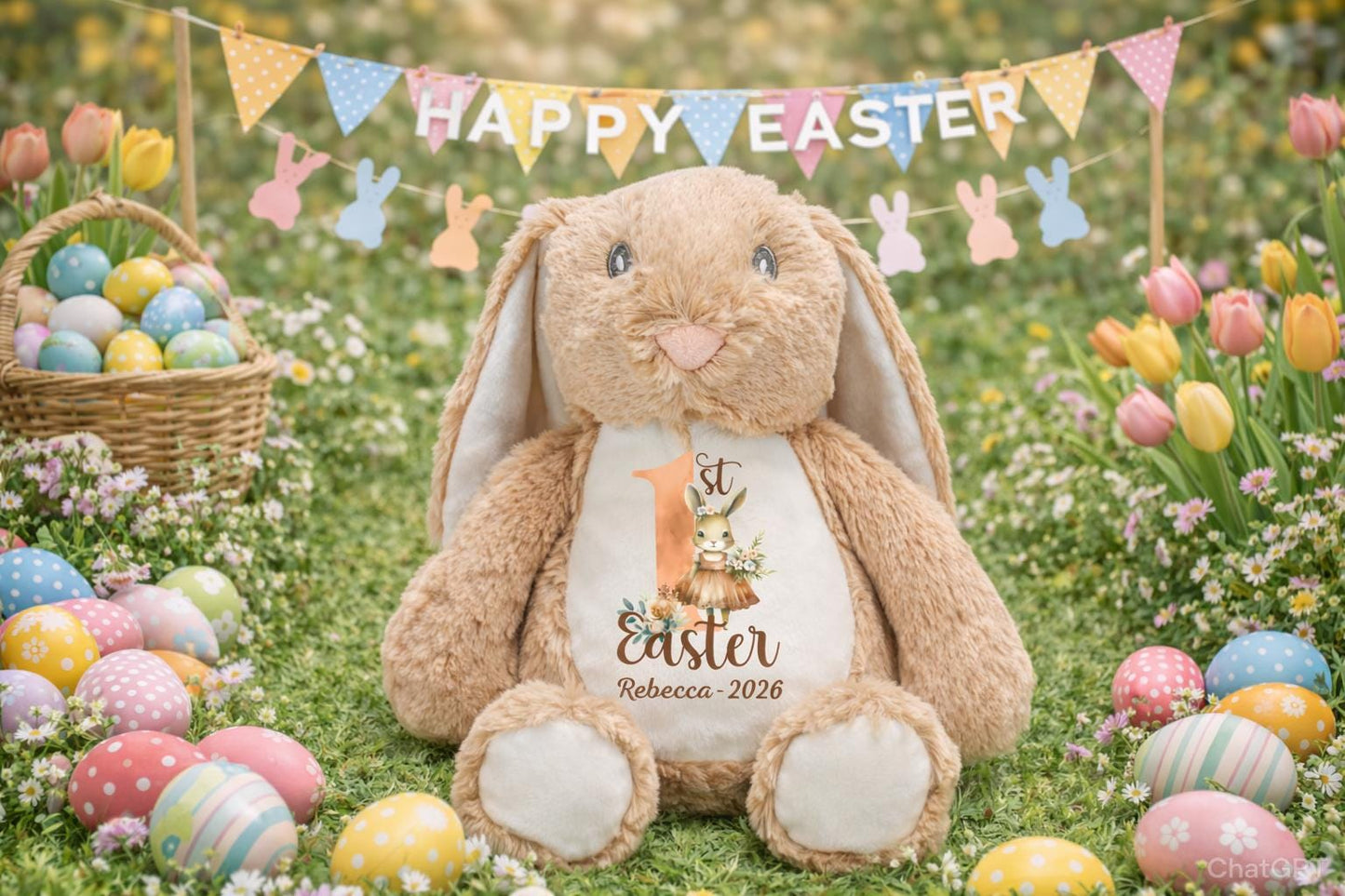 Personalised Easter Bunny - Customised Bunny for Easter Baskets - Unique Gift with Name Personalisation