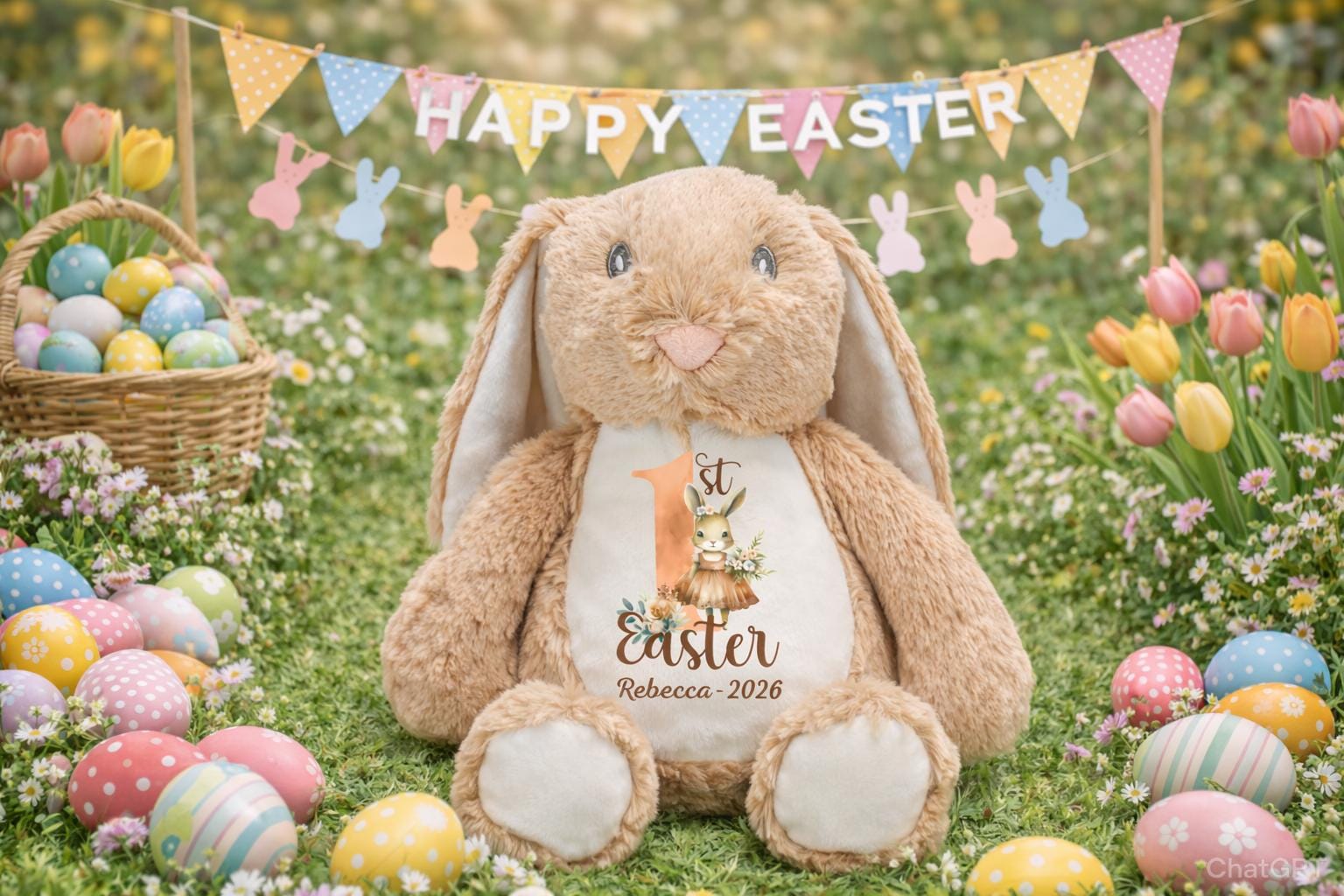 Personalised Easter Bunny - Customised Bunny for Easter Baskets - Unique Gift with Name Personalisation