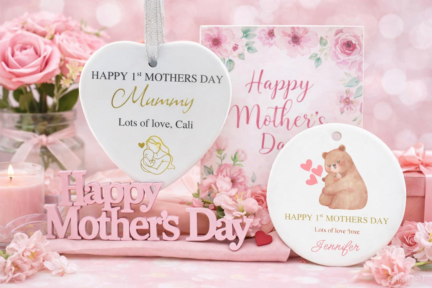 Personalised First Mother's Day Keepsake Ornament - Custom Baby Name - Heartwarming Gift for New Mom - Unforgettable Memory Decoration