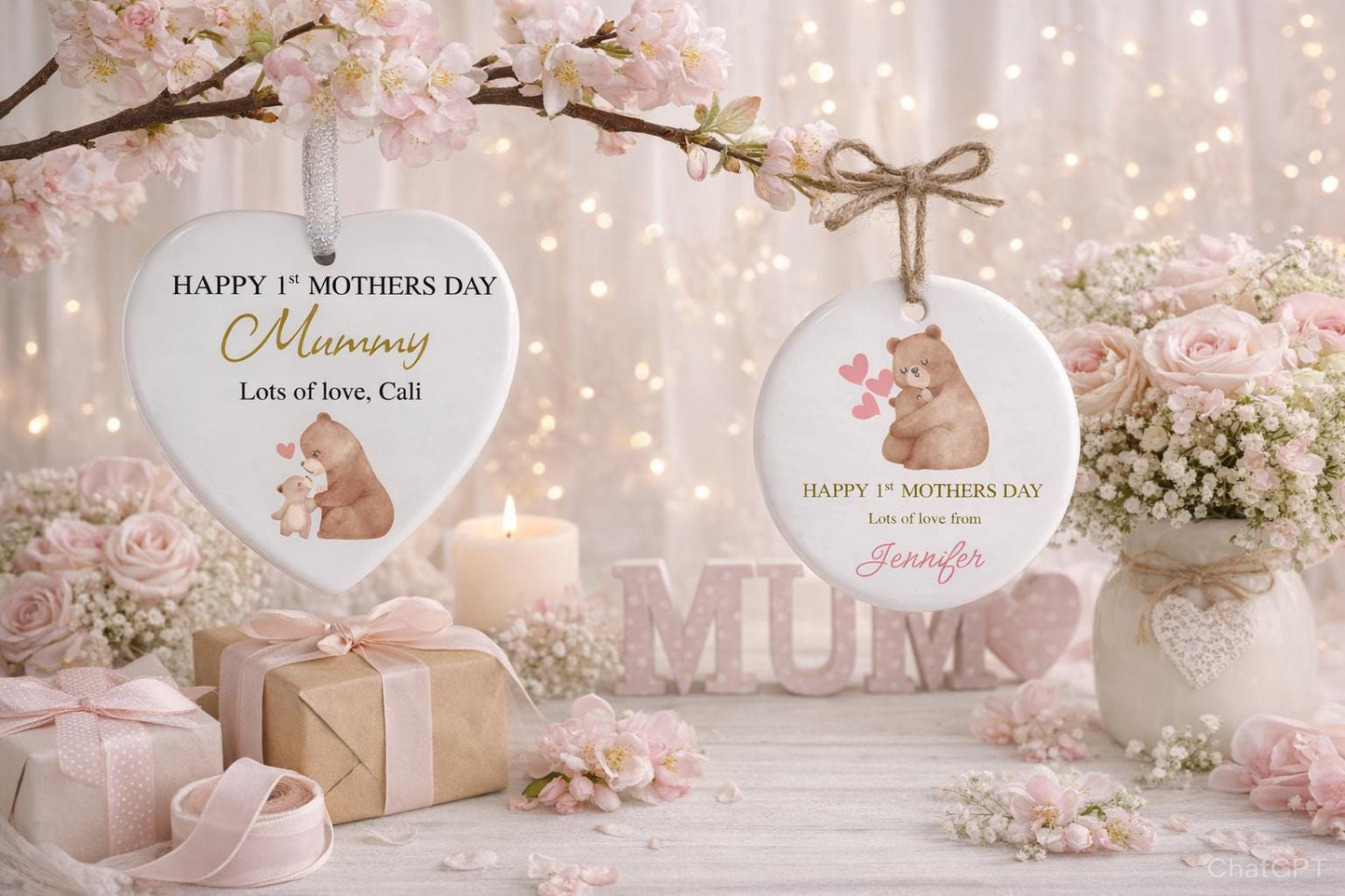 Personalised First Mother's Day Keepsake Ornament - Custom Baby Name - Heartwarming Gift for New Mom - Unforgettable Memory Decoration