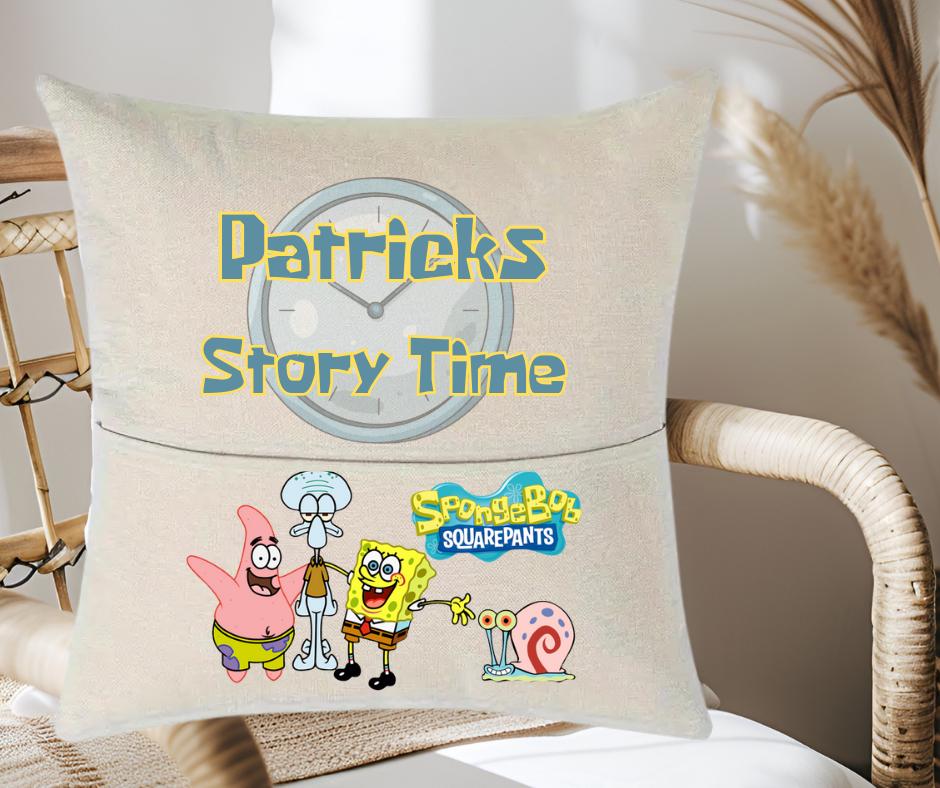 Kids Story Book Cushion, Personalised, Spongebob
